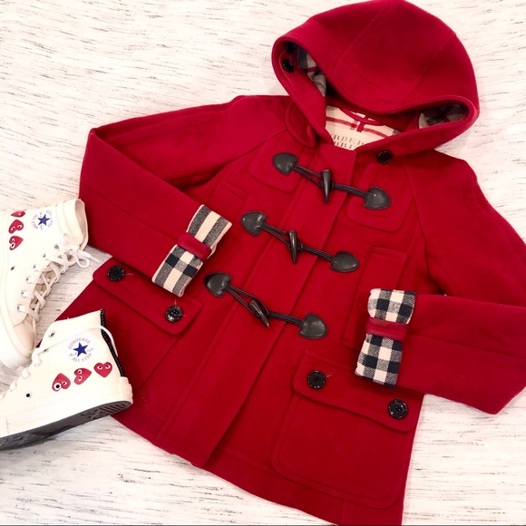 Burberry Brit Wool Duffle Coat- Red Size US 2 - Picture 3 of 8
